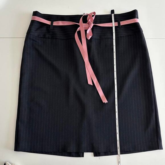 Black pink Copper key pin stripe mini midi skirt - Picture 6 of 7